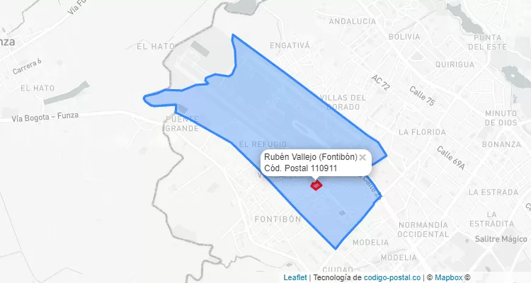 CEP Bairro Rubén Vallejo em Fontibón, Bogotá