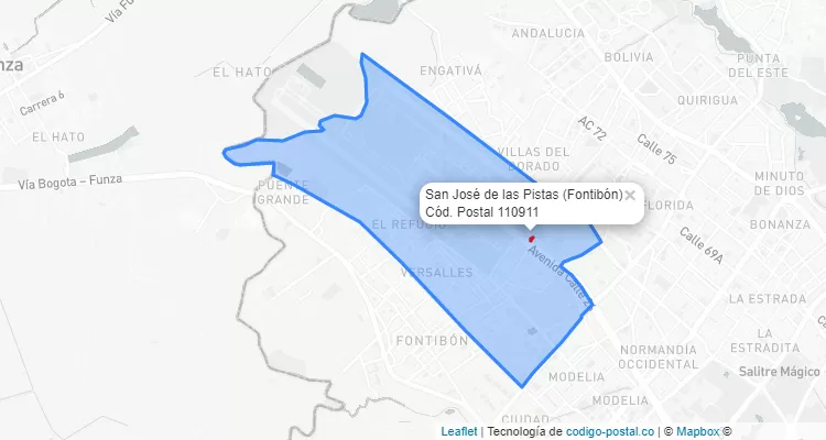 Código Postal Barrio San José de las Pistas en Fontibón, Bogotá