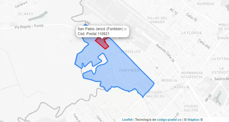 Código Postal Barrio San Pablo Jericó en Fontibón, Bogotá