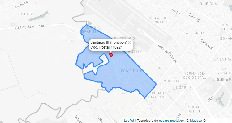 Código Postal Barrio Santiago III en Fontibón, Bogotá