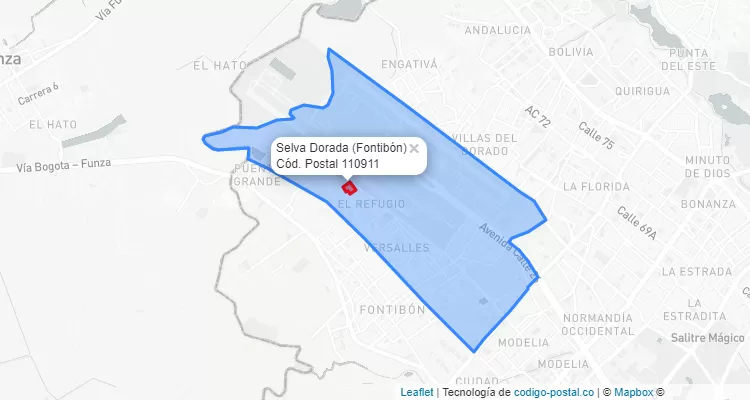 ZIP Code Locality Selva Dorada in Fontibón, Bogotá