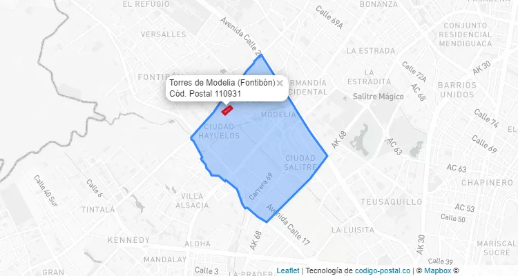 CEP Bairro Torres de Modelia em Fontibón, Bogotá