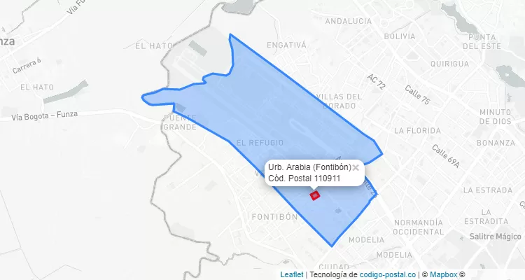 Código Postal Barrio Urb. Arabia en Fontibón, Bogotá
