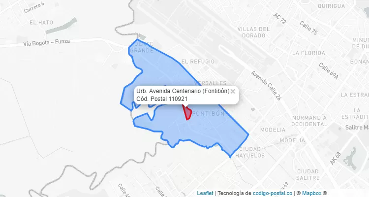 Código Postal Barrio Urb. Avenida Centenario en Fontibón, Bogotá