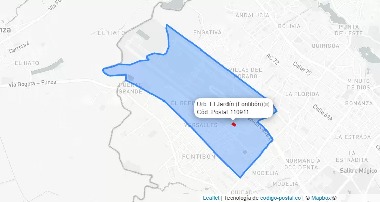 Código Postal Barrio Urb. El Jardín en Fontibón, Bogotá
