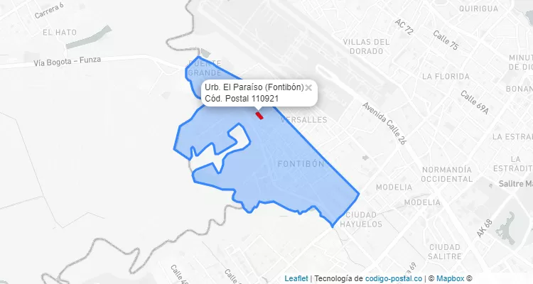 Código Postal Barrio Urb. El Paraíso en Fontibón, Bogotá