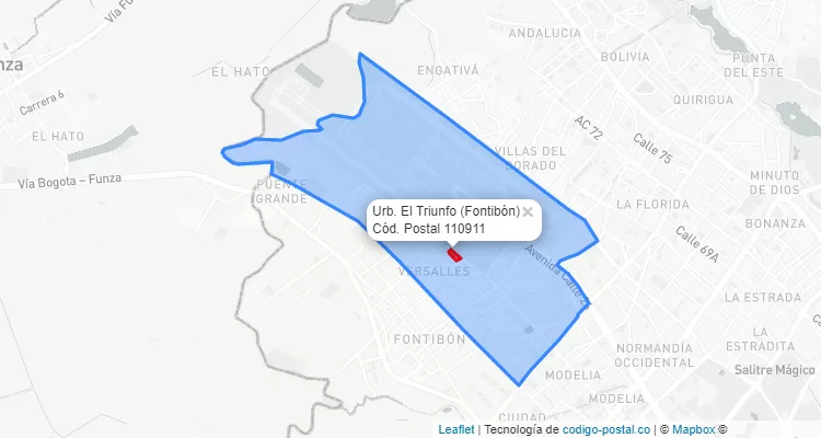 Código Postal Barrio Urb. El Triunfo en Fontibón, Bogotá