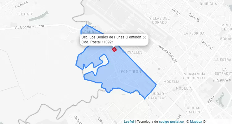 Código Postal Barrio Urb. Los Bohíos de Funza en Fontibón, Bogotá