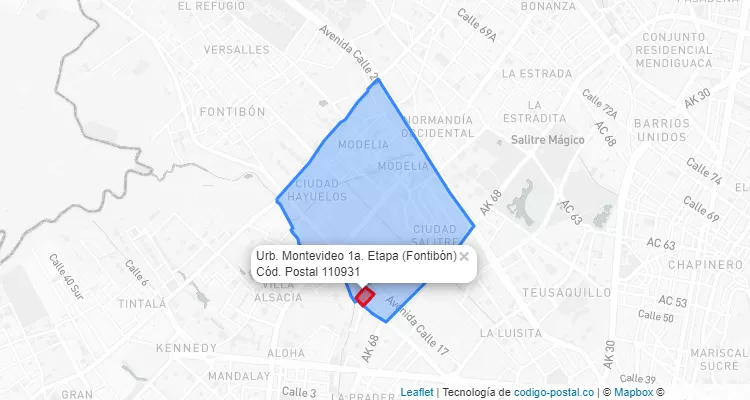 CEP Bairro Urb. Montevideo 1a. Etapa em Fontibón, Bogotá