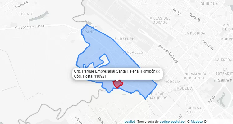 Código Postal Barrio Urb. Parque Empresarial Santa Helena en Fontibón, Bogotá