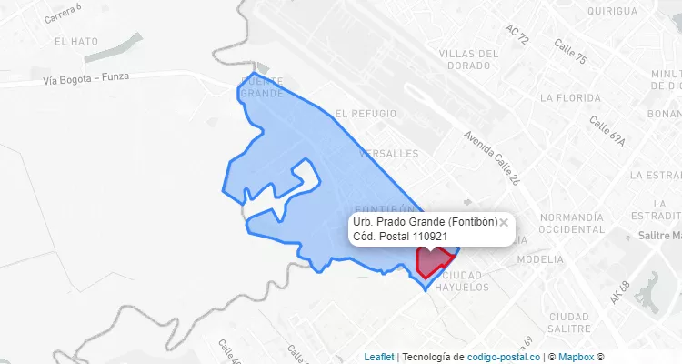 Código Postal Barrio Urb. Prado Grande en Fontibón, Bogotá