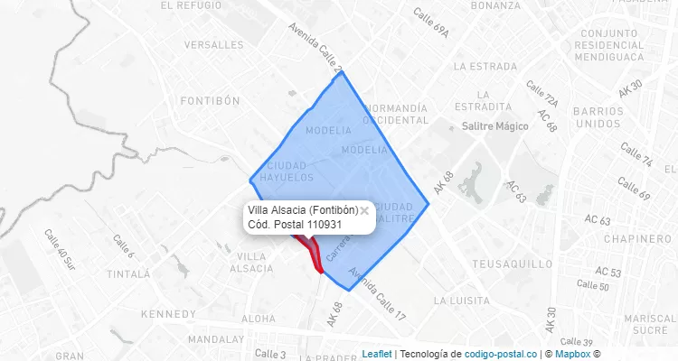 CEP Bairro Villa Alsacia em Fontibón, Bogotá