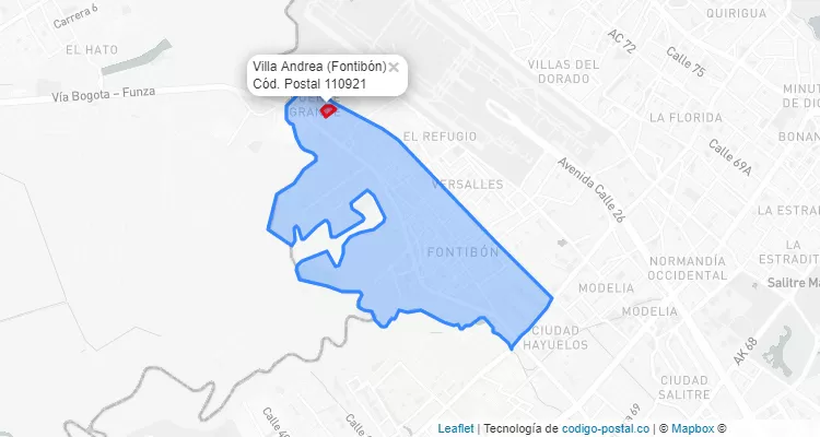 ZIP Code Locality Villa Andrea in Fontibón, Bogotá