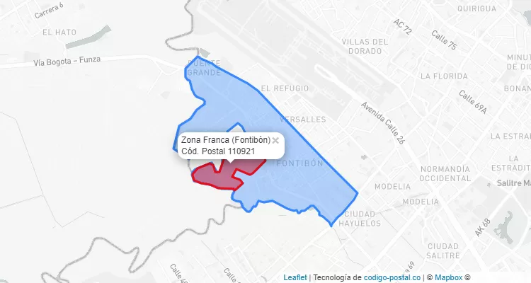Código Postal Barrio Zona Franca en Fontibón, Bogotá
