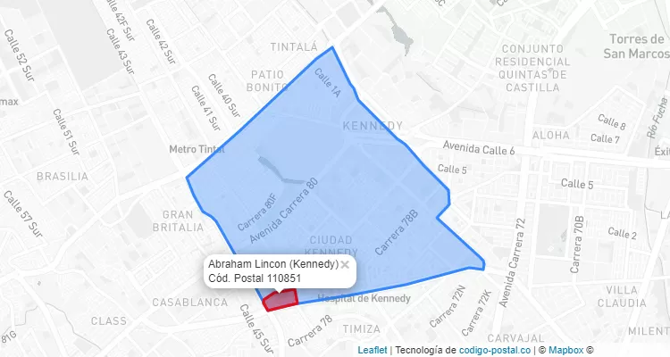 CEP Bairro Abraham Lincon em Kennedy, Bogotá