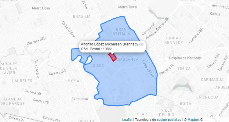 Código Postal Barrio Alfonso López Michelsen en Kennedy, Bogotá