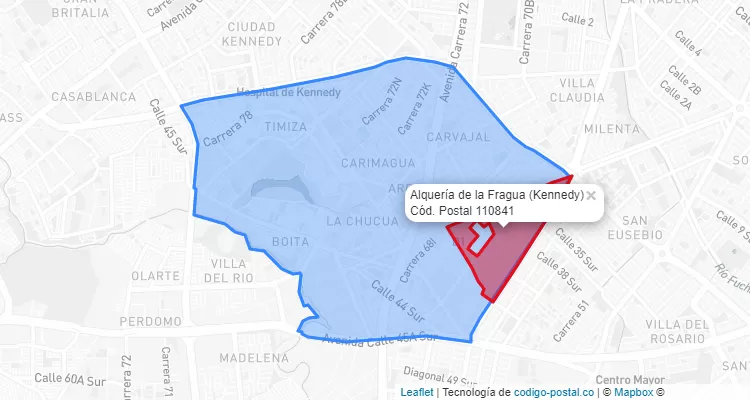 Código Postal Barrio Alquería de la Fragua en Kennedy, Bogotá