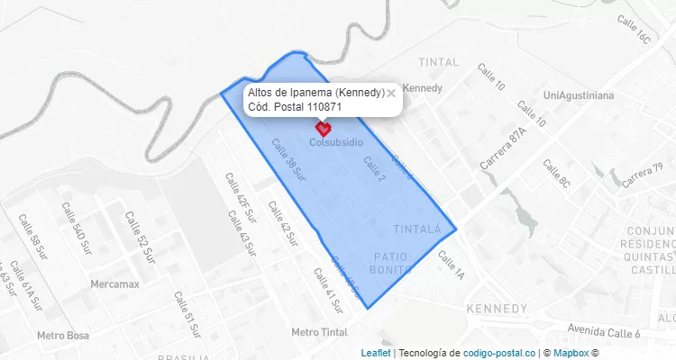 CEP Bairro Altos de Ipanema em Kennedy, Bogotá