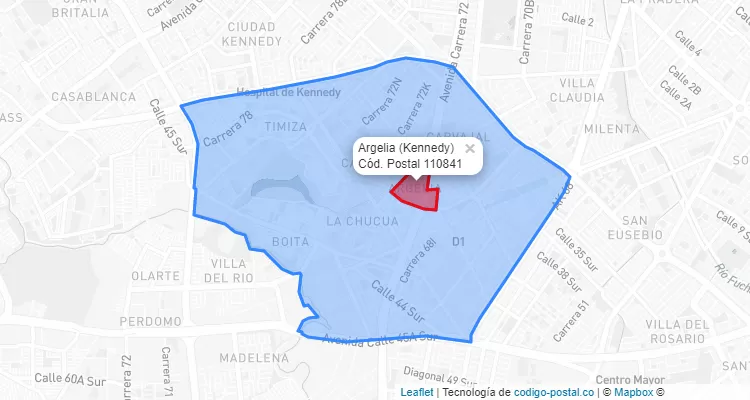 Código Postal Barrio Argelia en Kennedy, Bogotá