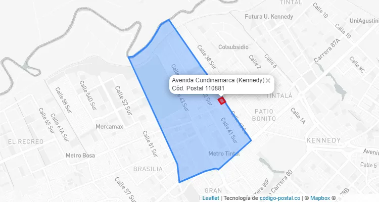 CEP Bairro Avenida Cundinamarca em Kennedy, Bogotá