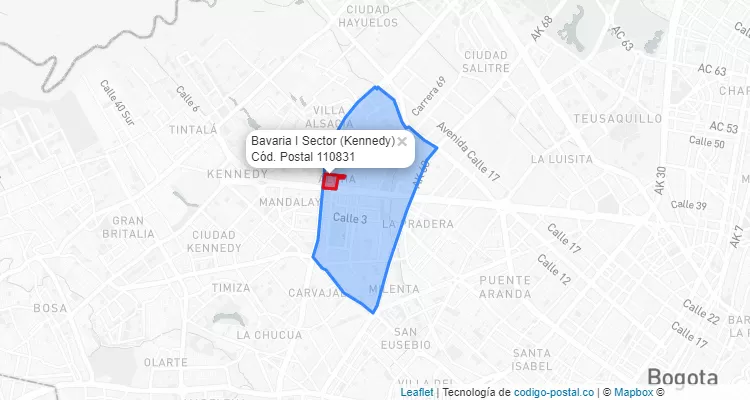 Código Postal Barrio Bavaria I Sector en Kennedy, Bogotá