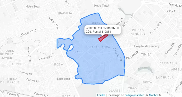 Código Postal Barrio Calarca I y II en Kennedy, Bogotá