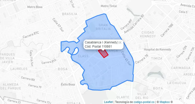ZIP Code Locality Casablanca I in Kennedy, Bogotá