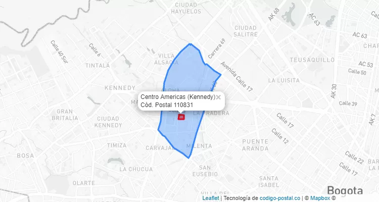 Código Postal Barrio Centro Americas en Kennedy, Bogotá