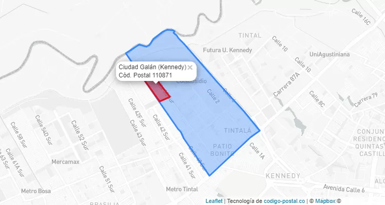 ZIP Code Locality Ciudad Galán in Kennedy, Bogotá
