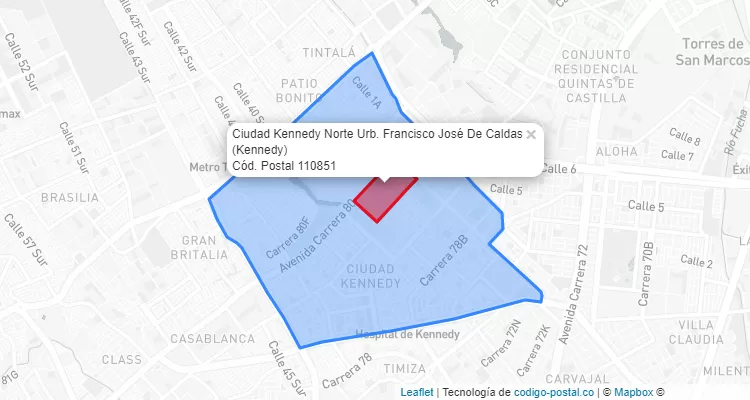 ZIP Code Locality Ciudad Kennedy Norte Urb. Francisco José De Caldas in Kennedy, Bogotá
