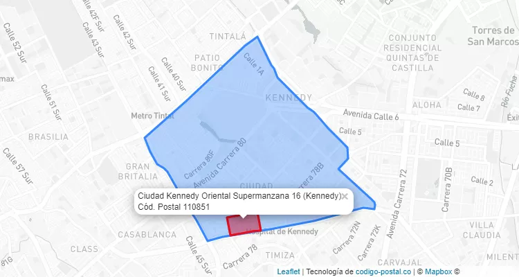 CEP Bairro Ciudad Kennedy Oriental Supermanzana 16 em Kennedy, Bogotá