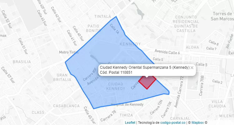 Código Postal Barrio Ciudad Kennedy Oriental Supermanzana 5 en Kennedy, Bogotá