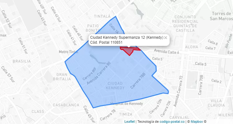 Código Postal Barrio Ciudad Kennedy Supermanza 12 en Kennedy, Bogotá