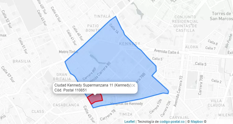 Código Postal Barrio Ciudad Kennedy Supermanzana 11 en Kennedy, Bogotá