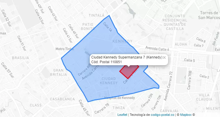 Código Postal Barrio Ciudad Kennedy Supermanzana 7 en Kennedy, Bogotá
