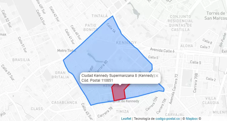 Código Postal Barrio Ciudad Kennedy Supermanzana 8 en Kennedy, Bogotá