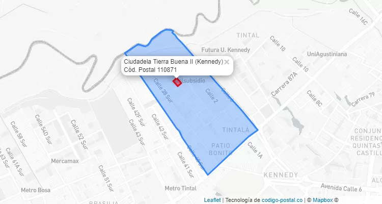 Código Postal Barrio Ciudadela Tierra Buena II en Kennedy, Bogotá