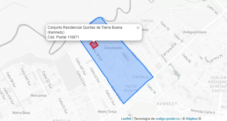 ZIP Code Locality Conjunto Residencial Quintas de Tierra Buena in Kennedy, Bogotá