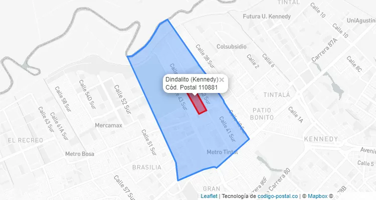 Código Postal Barrio Dindalito en Kennedy, Bogotá