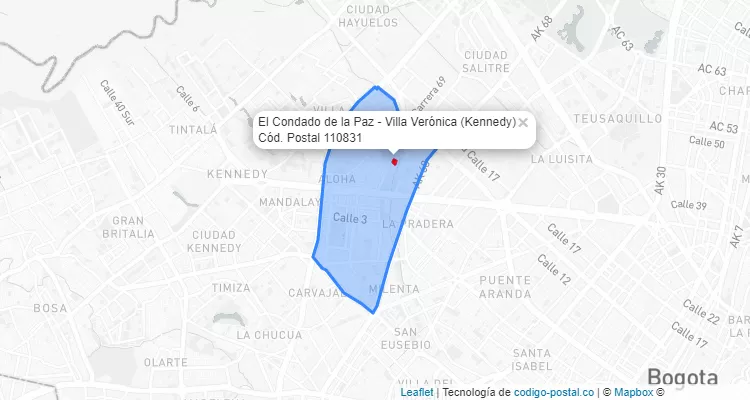 Código Postal Barrio El Condado de la Paz - Villa Verónica en Kennedy, Bogotá