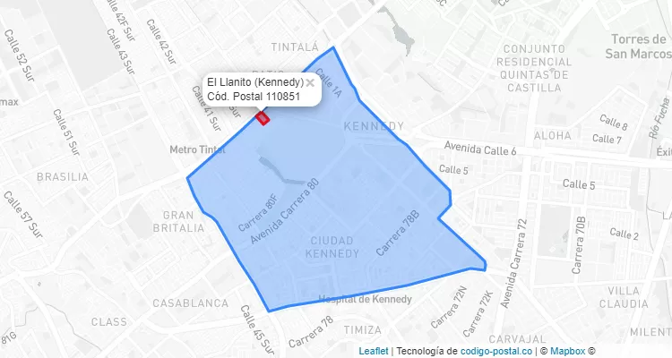 CEP Bairro El Llanito em Kennedy, Bogotá
