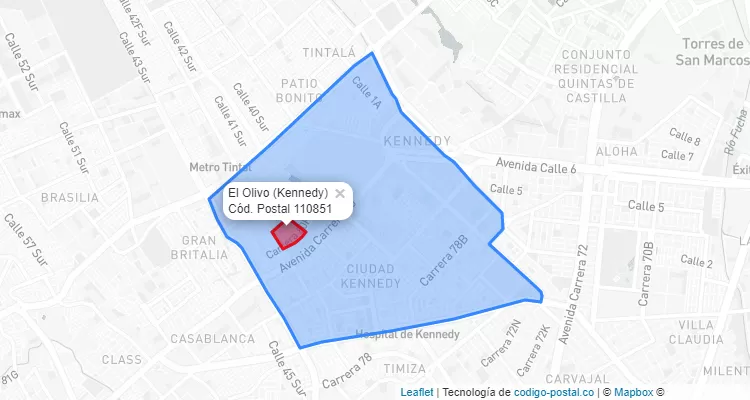 CEP Bairro El Olivo em Kennedy, Bogotá