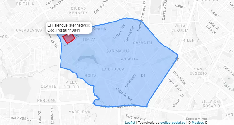 ZIP Code Locality El Palenque in Kennedy, Bogotá