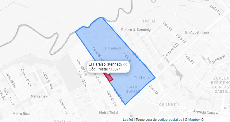 ZIP Code Locality El Paraíso  in Kennedy, Bogotá