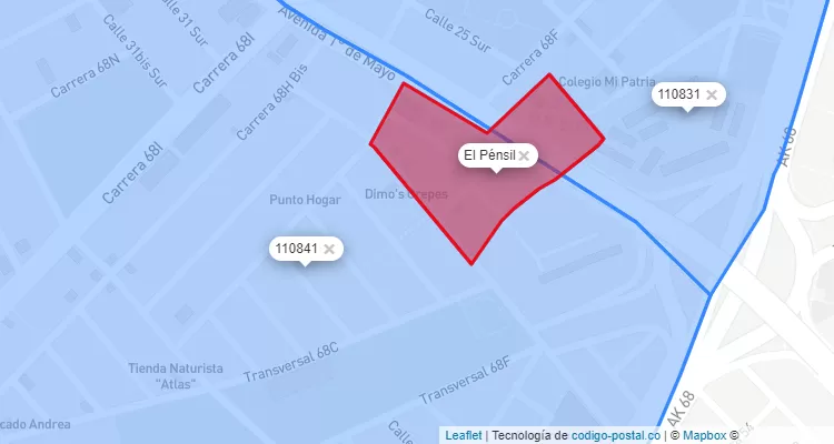 ZIP Code Locality El Pénsil in Kennedy, Bogotá