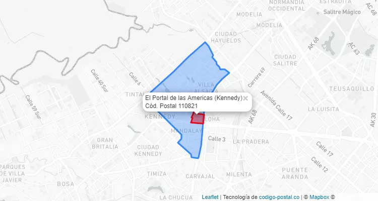 Código Postal Barrio El Portal de las Americas en Kennedy, Bogotá