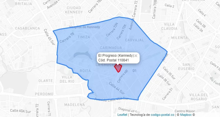 Código Postal Barrio El Progreso  en Kennedy, Bogotá