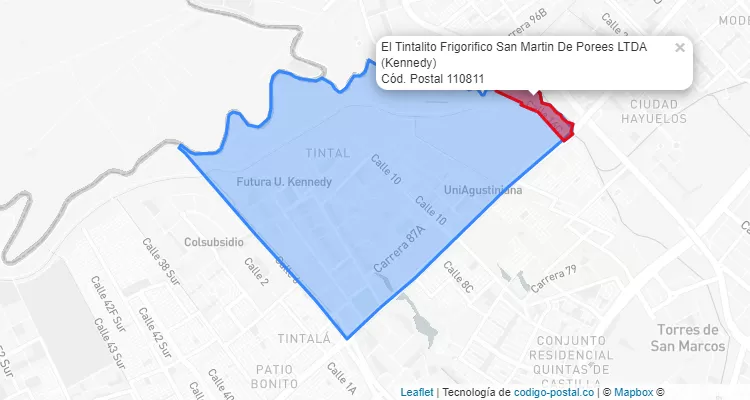 CEP Bairro El Tintalito Frigorifico San Martin De Porees LTDA em Kennedy, Bogotá