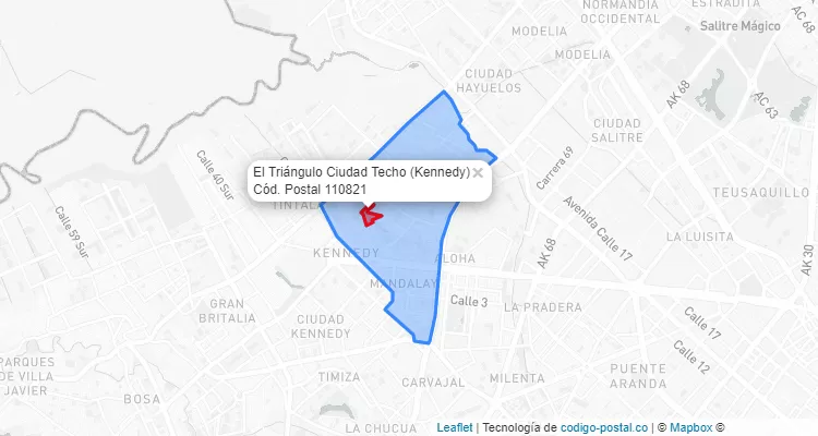 ZIP Code Locality El Triángulo Ciudad Techo in Kennedy, Bogotá