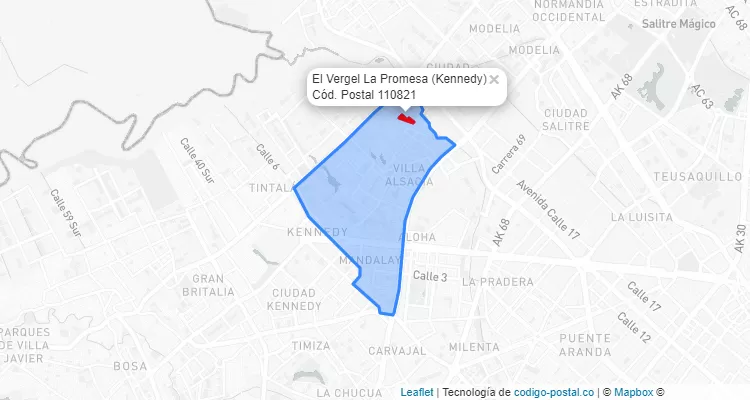 Código Postal Barrio El Vergel La Promesa en Kennedy, Bogotá